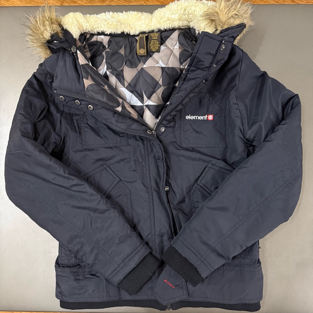 Element Fur-Lined Black Jacket - Size Medium